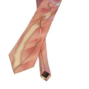 Alberto Zerra 100% Silk Handmade Tie Pink Gray White Abstract Print aprox 58"x4"